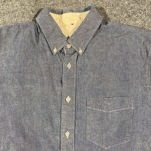 Rag & Bone Standard Issue Blue Chambray Short Sleeve Button Shirt Mens Medium